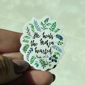 5/$10 Waterproof Vinyl Sticker Psalm 147:3